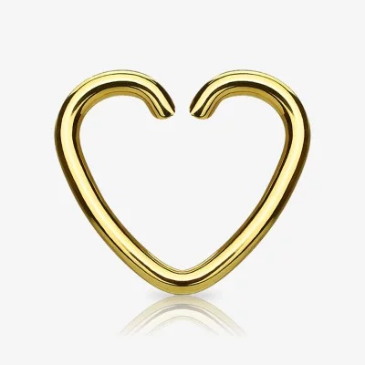 Piercing Argola de Aço Cirúrgico Dourado - Coração Dobrável - Piercings Argola