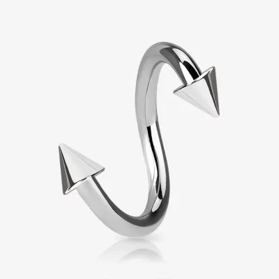 Piercing Espiral Prateado Spike Aço - Piercings Espiral / Twister