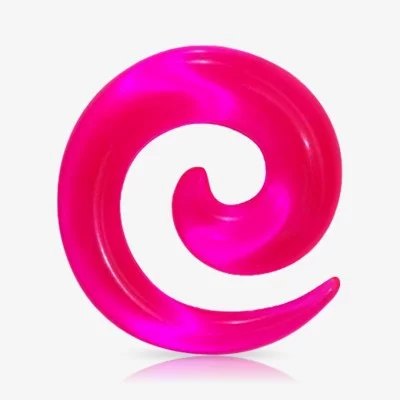 Espiral Expansor de Acrílico Rosa Translúcido - Caracol - Espiral