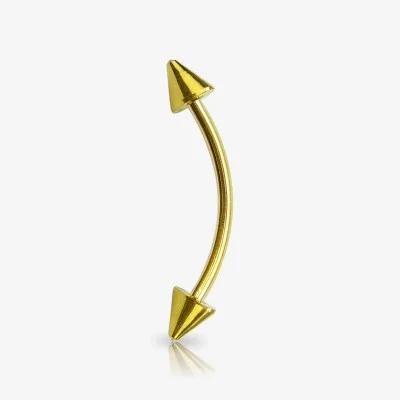 Piercing Curvo de Aço Cirúrgico Dourado - Spike - Piercings de Sobrancelha