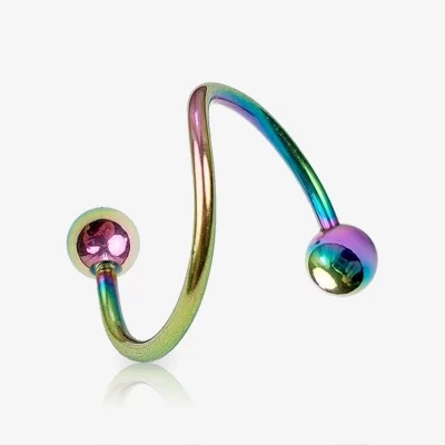 Piercing Espiral Rainbow Bolinha Aço - Piercings Espiral / Twister