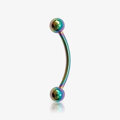Piercing Curvo de Aço Cirúrgico Rainbow - Bolinha - Piercings de Sobrancelha